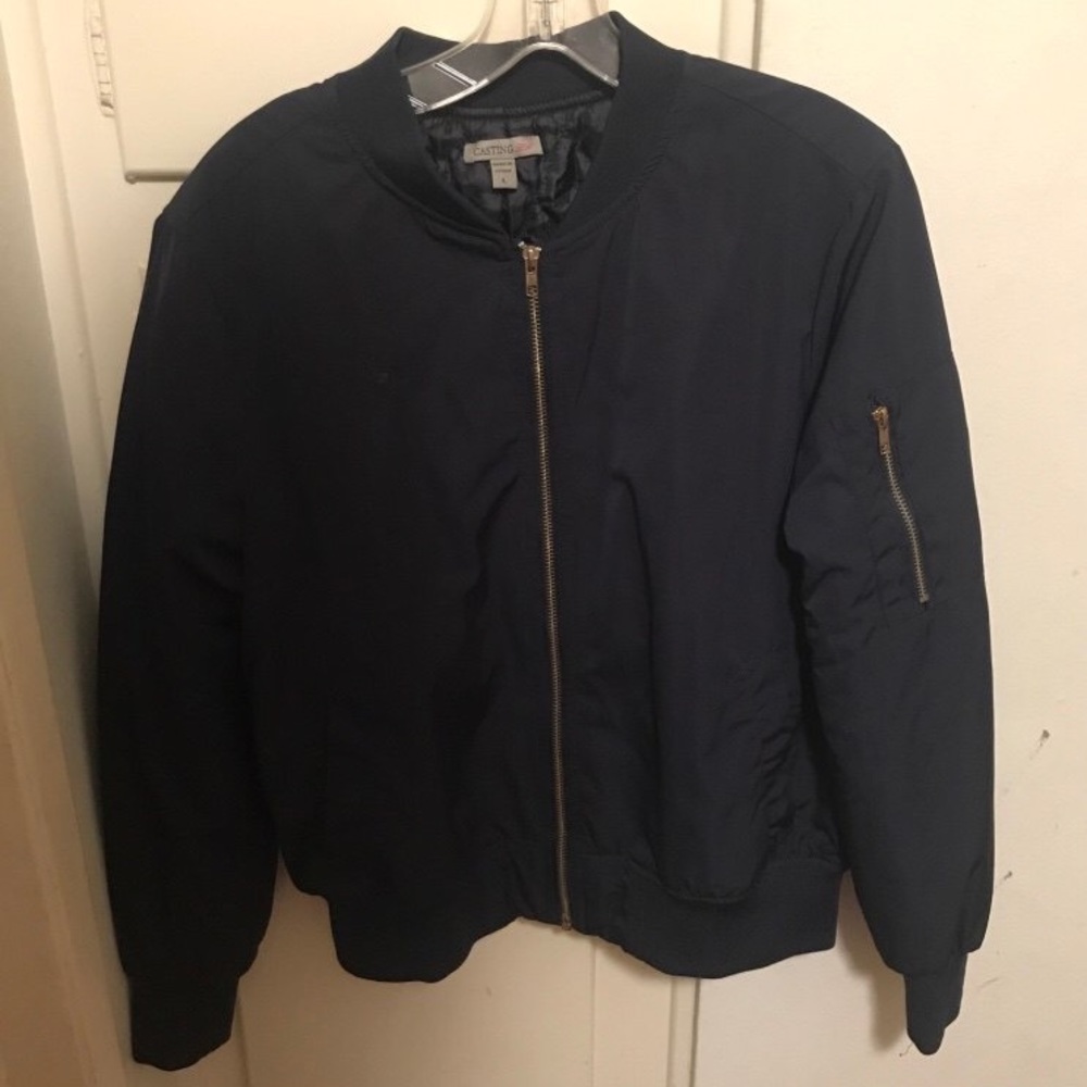Navy Blue Bomber Jacket